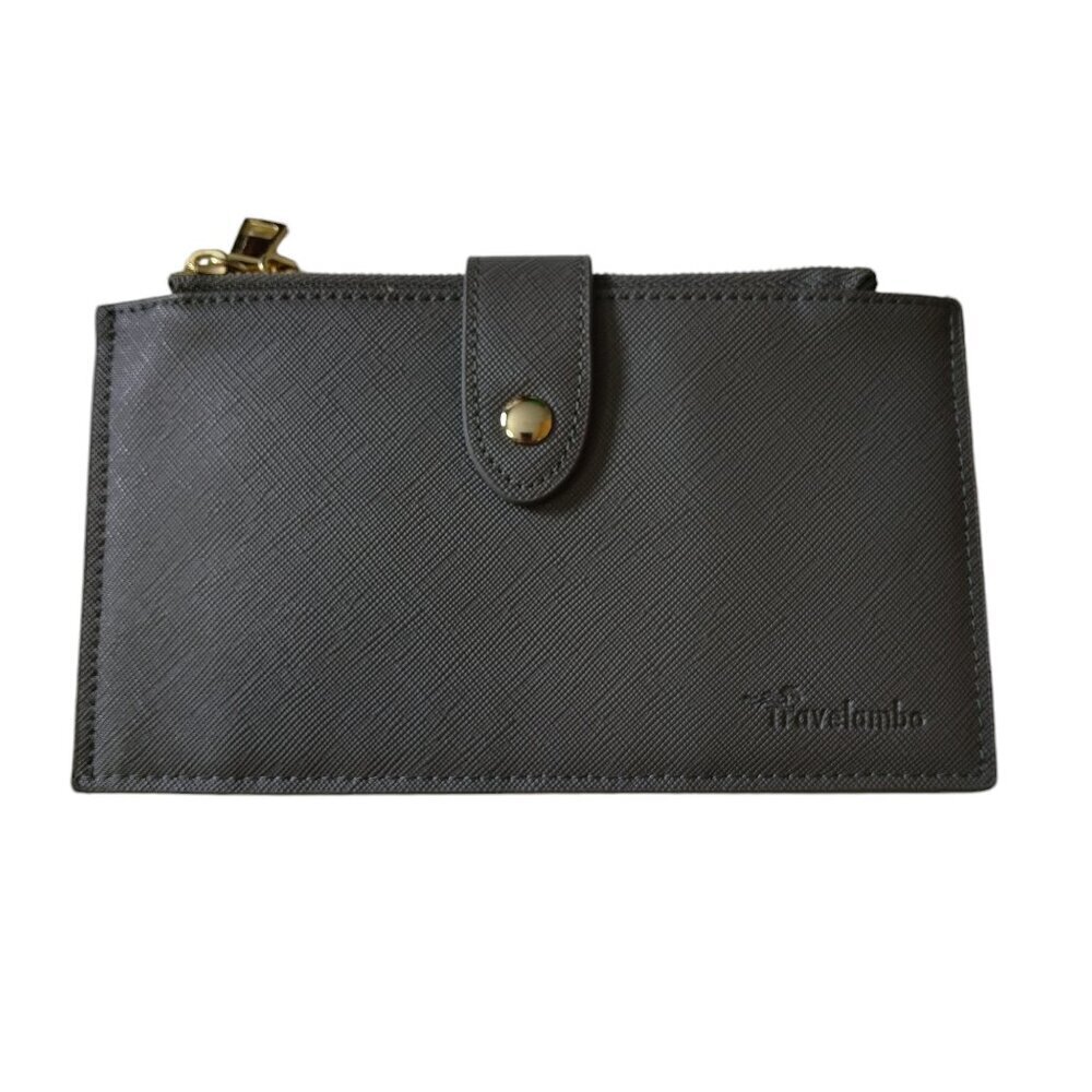 Travelambo Gray RFID Blocking Bifold Multi Card Case Wallet W/Zipper Pockets